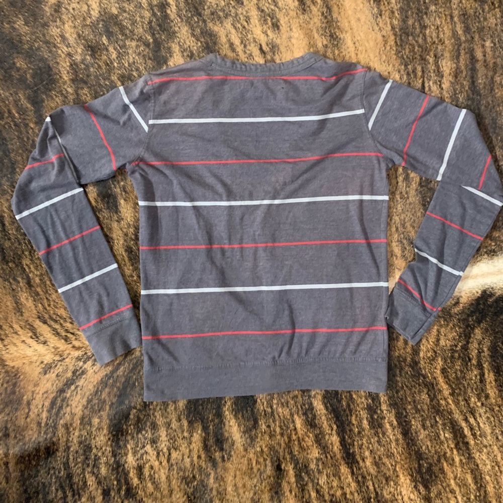 Carbon size small gray with white and red strip button up cardigan with pockets - Picture 7 of 7